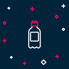 Line Bottle of water icon isolated on blue background. Soda aqua drink sign. Colorful outline concept. Vector