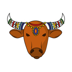 cow with decorative horns