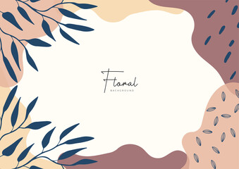 Fototapeta na wymiar Trendy social media post creative Vector set. Background template with copy space for text and images design by abstract colored shapes, line arts, floral, tropical leaves warm color of the earth tone