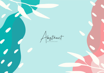 Trendy social media post creative Vector set. Background template with copy space for text and images design by abstract colored shapes, line arts, floral, tropical leaves warm color of the earth tone
