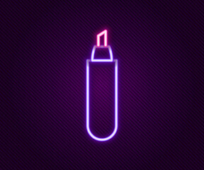 Glowing neon line Marker pen icon isolated on black background. Colorful outline concept. Vector