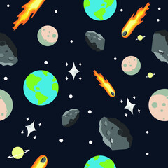 a space-themed seamless pattern design
