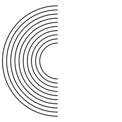 Semicircle. Black few semicircle as circles on the water diverge or goal. Vector illustration - obrazy, fototapety, plakaty