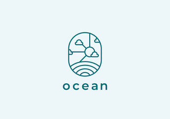 Ocean Sun Wave Modern Logo Design Template
