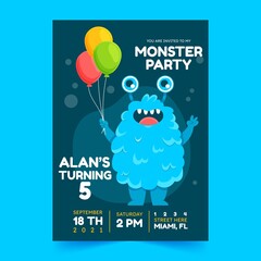 Cartoon Monsters Birthday Invitation