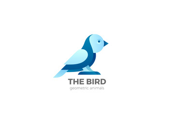 Bird Logo Design Template Owl Sparrow Sitting Logotype
