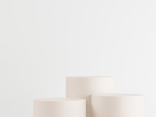 Cosmetic white podium background for product presentation, for fashion magazine illustration. - 3d rendering -