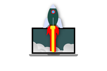 Rocket launch,ship.vector, illustration concept of business