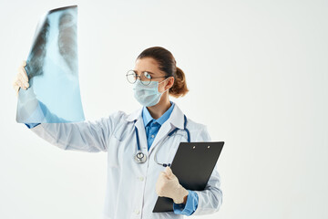 woman radiologist x-ray medical mask Professional