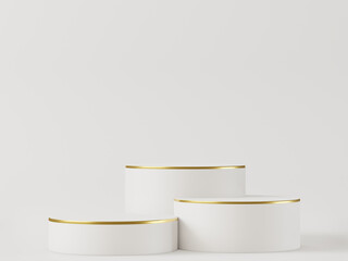 Cosmetic gold white podium and background for product presentation, for magazine. - 3d rendering -