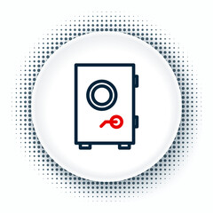 Line Safe icon isolated on white background. The door safe a bank vault with a combination lock. Reliable Data Protection. Colorful outline concept. Vector