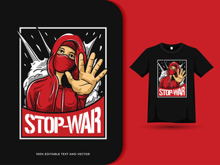 stop war campaign clothing design with tshirt template