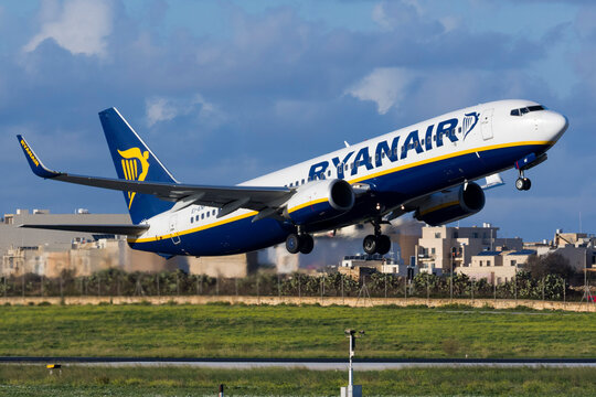 Luqa, Malta November 20, 2016: Ryanair Boeing 737-8AS [EI-ENF] on departure from runway 13.