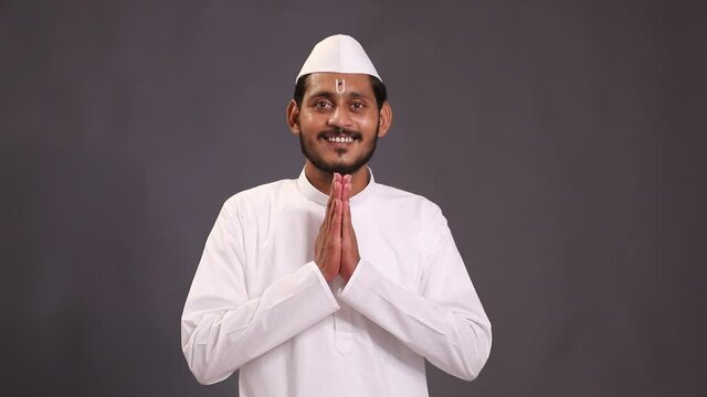 Young indian man (pilgrim) in traditional wear.