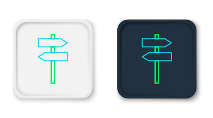 Line Road traffic sign. Signpost icon isolated on white background. Pointer symbol. Street information sign. Direction sign. Colorful outline concept. Vector