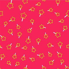 Fototapeta premium Line Balloon with ribbon icon isolated seamless pattern on red background. Happy Easter. Vector