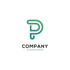 Letter P logo design inspiration. In flat and modern style. for technology company logo design-vector