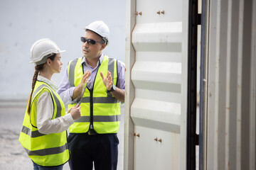 Logistic Worker Open the Cargo Container Door th Check for Goods