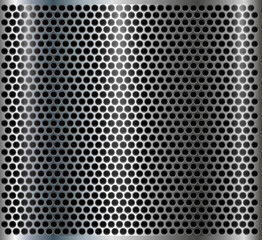 Metallic background with punched holes pattern, technological metal design, 3D vector iilustration.