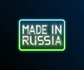Glowing neon line Made in Russia icon isolated on black background. Colorful outline concept. Vector