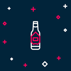 Line Tabasco sauce icon isolated on blue background. Chili cayenne spicy pepper sauce. Colorful outline concept. Vector