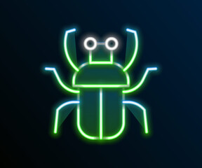 Glowing neon line Stink bug icon isolated on black background. Colorful outline concept. Vector