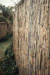 Closeup of a bamboo fence