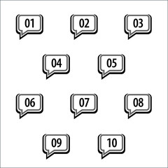 Colorful info-graphic numbers can be use to create presentation. Bullet points numbers one to ten. Colorful shape vector numbers.