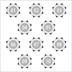 Colorful info-graphic numbers can be use to create presentation. Bullet points numbers one to ten. Colorful shape vector numbers.