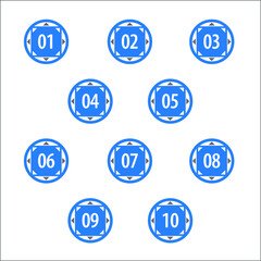 Colorful info-graphic numbers can be use to create presentation. Bullet points numbers one to ten. Colorful shape vector numbers.