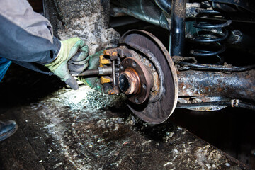 repair of brake cylinders of a car caliper.