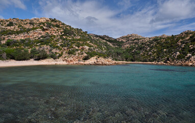 Cala Brigantina beach, little cove in Caprera island, Sardinia