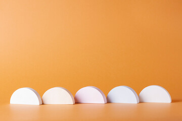 Composition with concrete slices in the style of minimalism on a delicate background