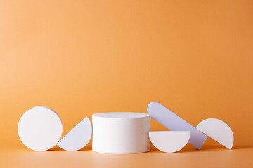 Composition with concrete decorations in the style of minimalism on a delicate background