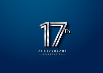 17th anniversary celebration logotype with linked number silver color isolated on blue color. vector anniversary for celebration, invitation card, and greeting card