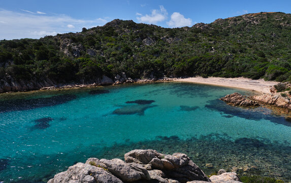 Cala Brigantina beach, little cove in Caprera island, Sardinia