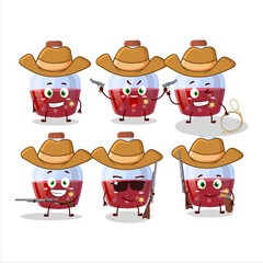 Cool cowboy red magic potion cartoon character with a cute hat