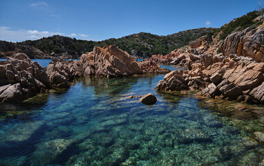 Cala Brigantina beach, little cove in Caprera island, Sardinia