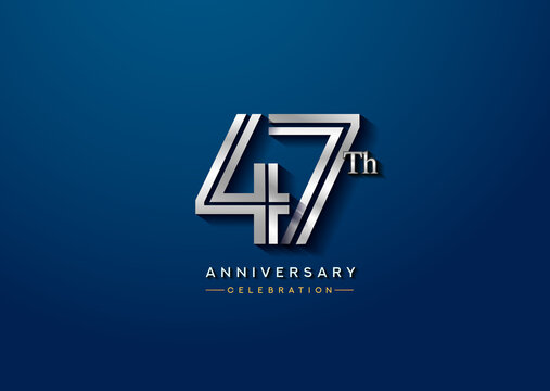 47th anniversary celebration logotype with linked number silver color isolated on blue color. vector anniversary for celebration, invitation card, and greeting card