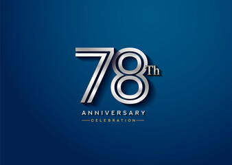 78th anniversary celebration logotype with linked number silver color isolated on blue color. vector anniversary for celebration, invitation card, and greeting card