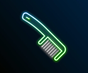 Glowing neon line Hairbrush icon isolated on black background. Comb hair sign. Barber symbol. Colorful outline concept. Vector