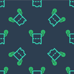 Line Toilet paper roll icon isolated seamless pattern on blue background. Vector