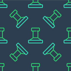 Line Stamp icon isolated seamless pattern on blue background. Vector