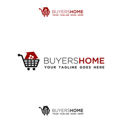 home in shopping cart, logo buy online, real estate company, design template