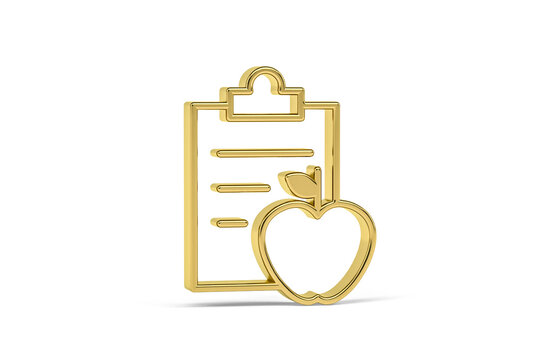 Golden 3d Nutritionist Icon Isolated On White Background - 3d Render