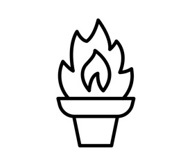 torch fire olympic single isolated icon with outline style