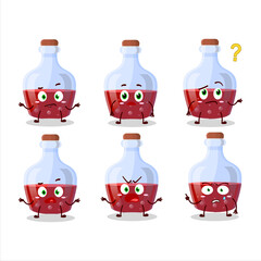 Cartoon character of red magic potion with what expression