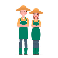 Happy farmers characters design. Vector illustration