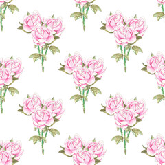 Painted watercolor pink peony pattern