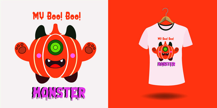 Halloween t shirt ready design. Printable Halloween design for t shirt. Vector design of pumpkin, witch, grave, moon and scary night. 
Scary easy printable t shirt design for men. women and child.